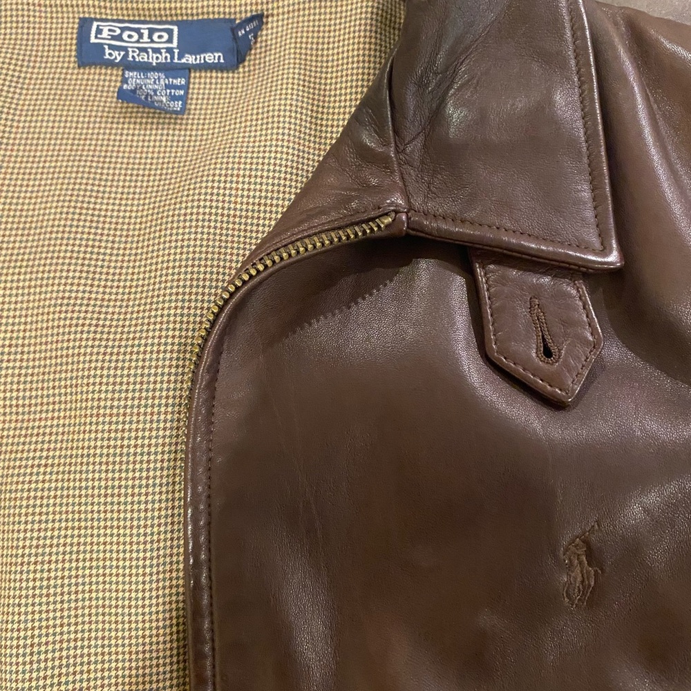 Polo by Ralph Lauren Dark Brown Leather Bomber Jacket